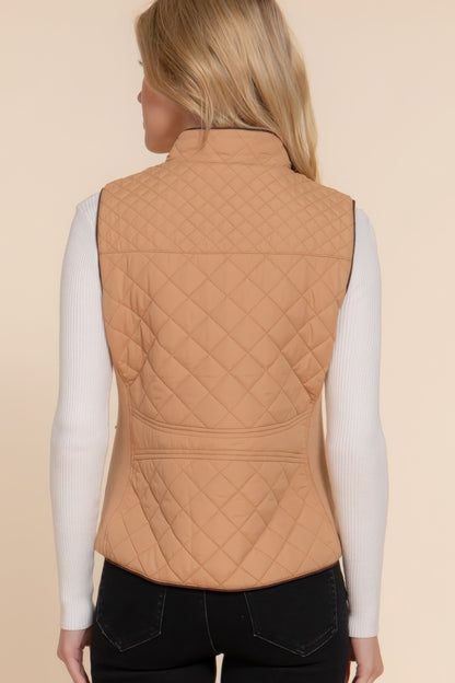 Suede Piping Quilted Padding Vest - Bejya