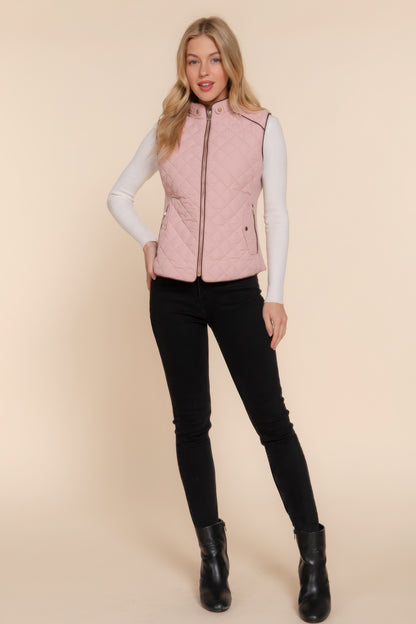 Suede Piping Quilted Padding Vest - Bejya