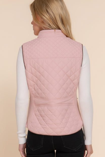 Suede Piping Quilted Padding Vest - Bejya