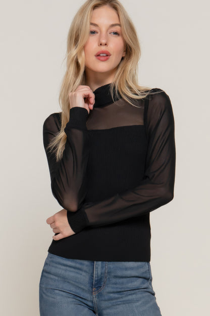 Bejya Mesh Panel Sweater Top - Bejya