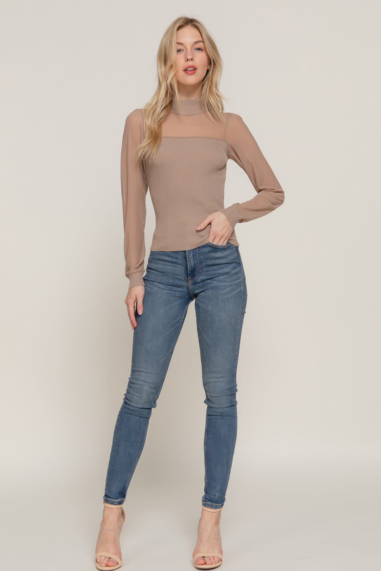 Bejya Mesh Panel Sweater Top - Bejya