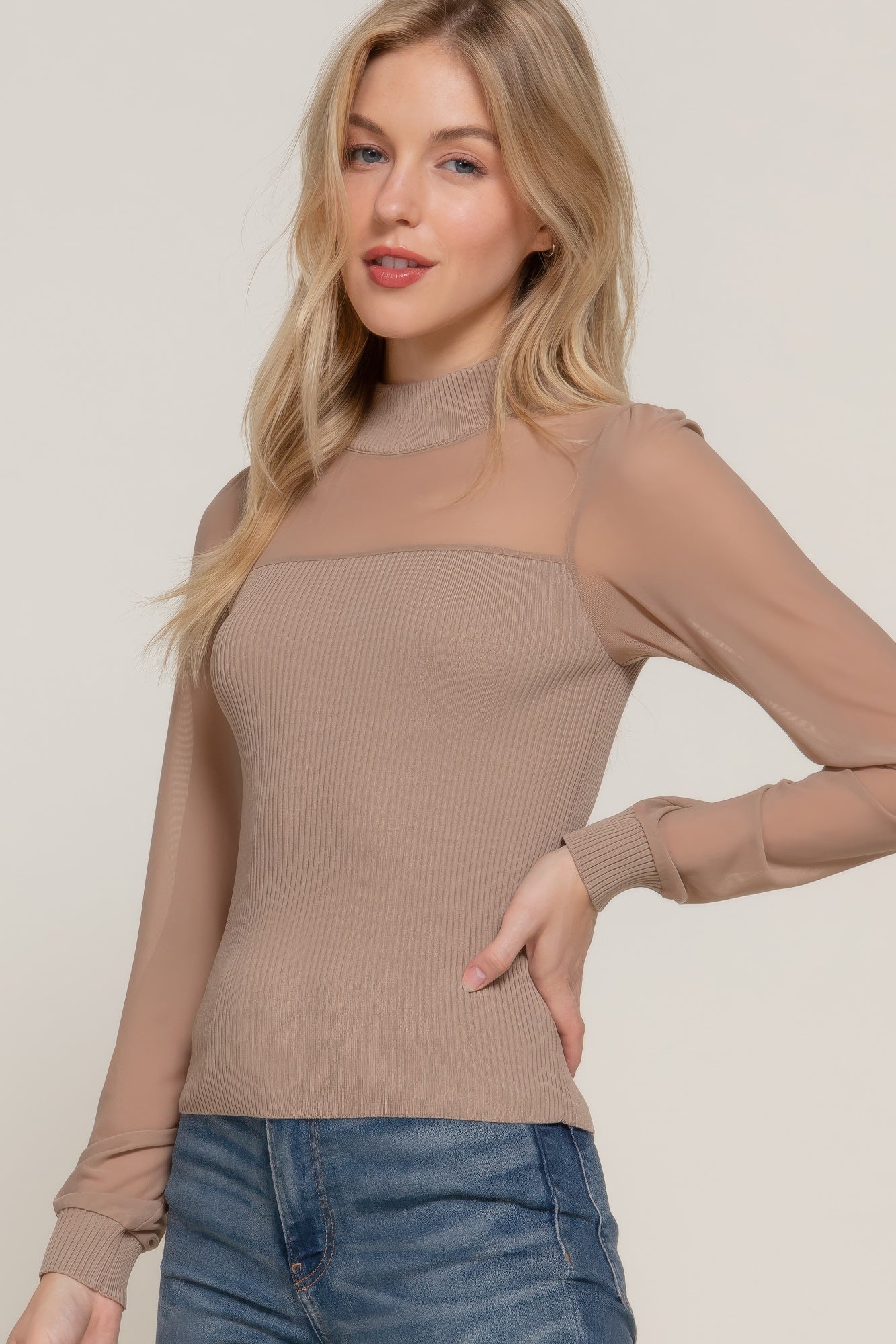 Bejya Mesh Panel Sweater Top - Bejya