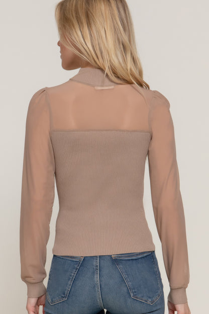 Bejya Mesh Panel Sweater Top - Bejya