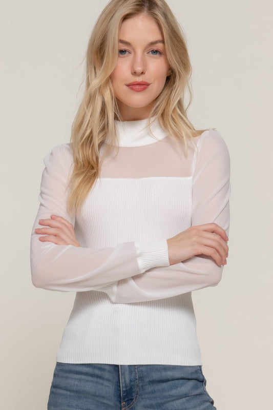 Bejya Mesh Panel Sweater Top - Bejya