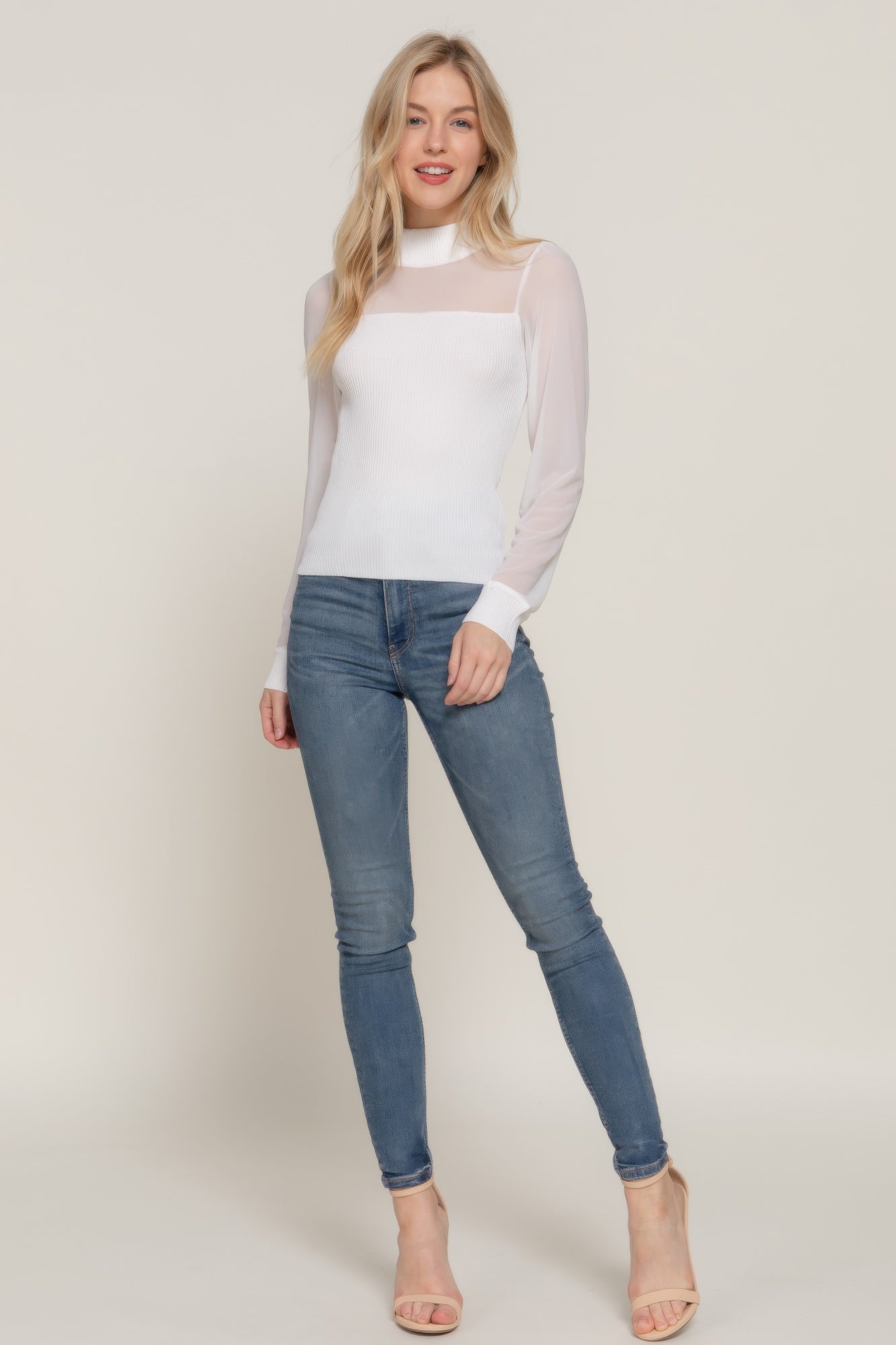 Bejya Mesh Panel Sweater Top - Bejya