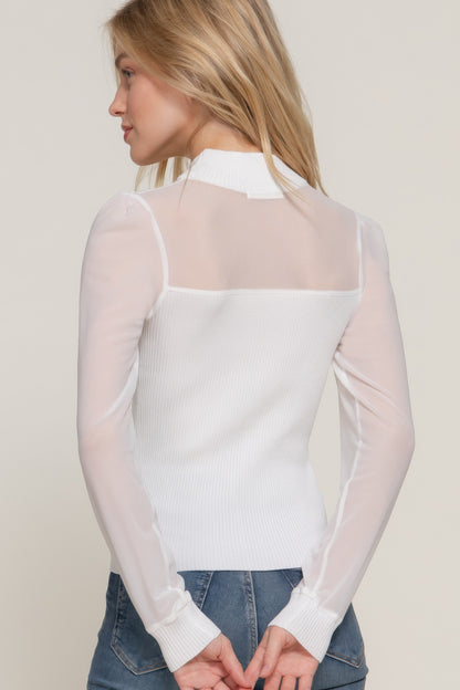 Bejya Mesh Panel Sweater Top - Bejya