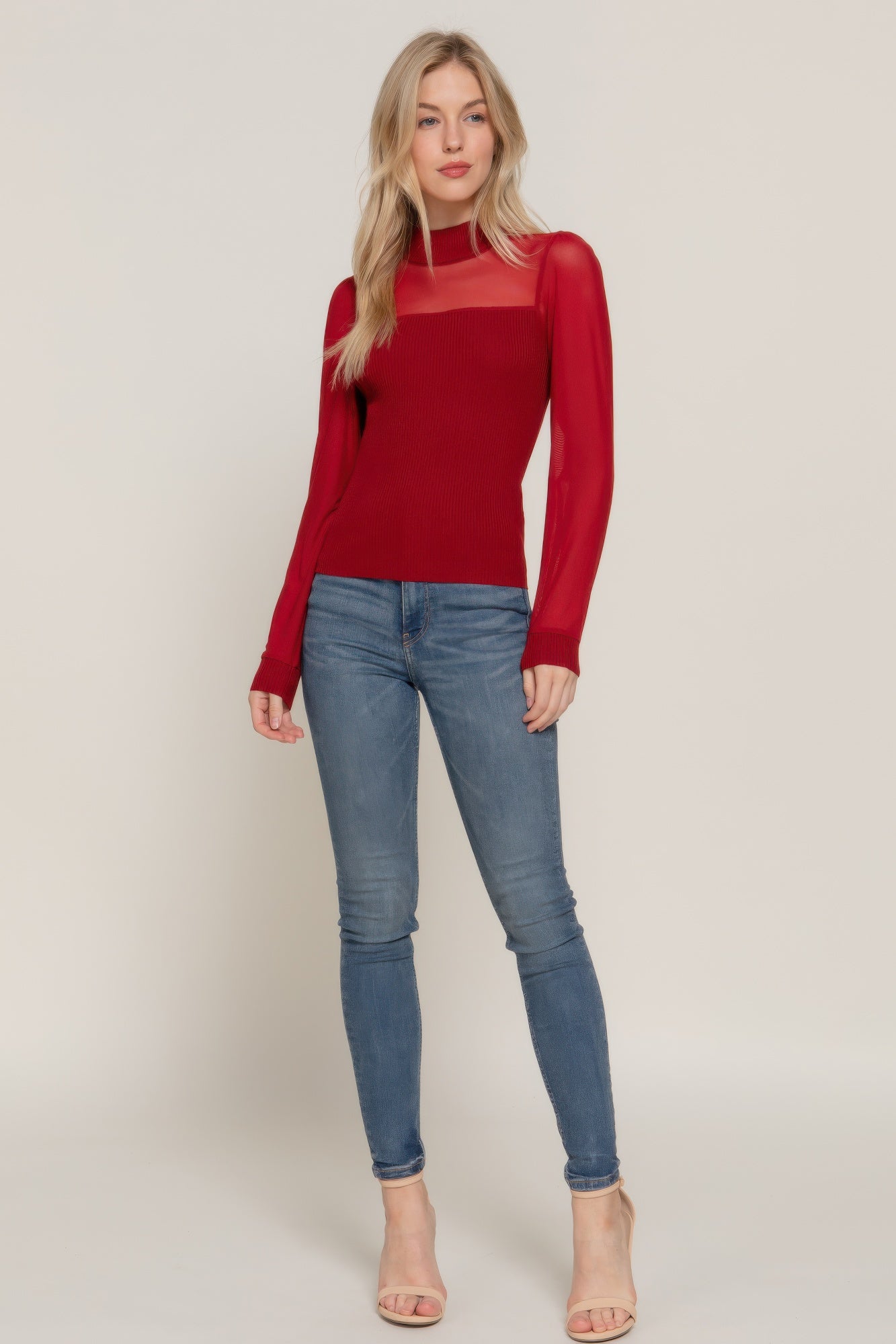 Bejya Mesh Panel Sweater Top - Bejya