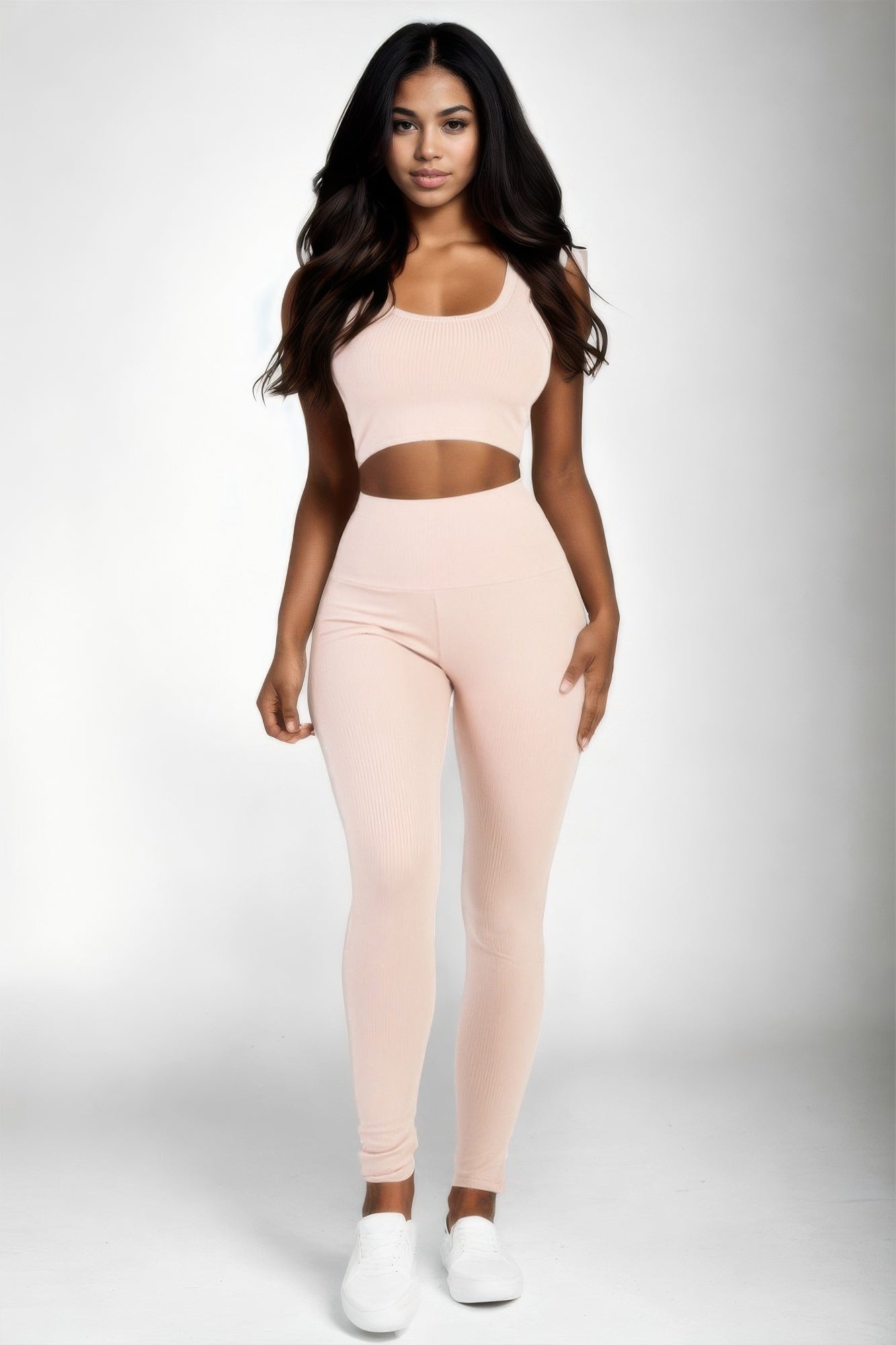 Ribbed Crop Top & Leggings Set - Bejya