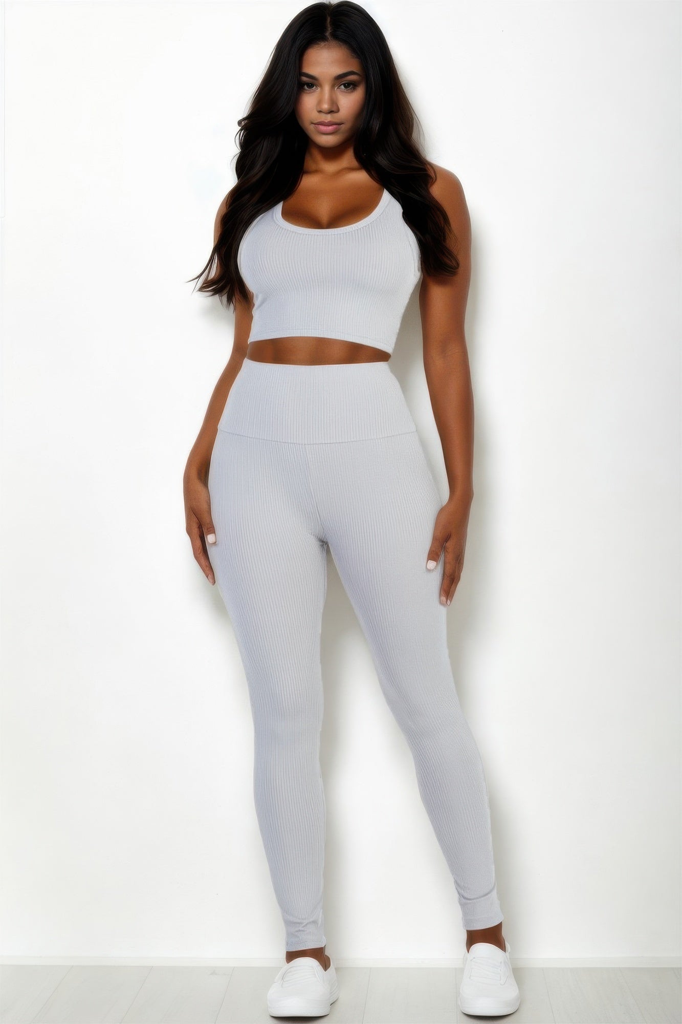 Ribbed Crop Top & Leggings Set - Bejya