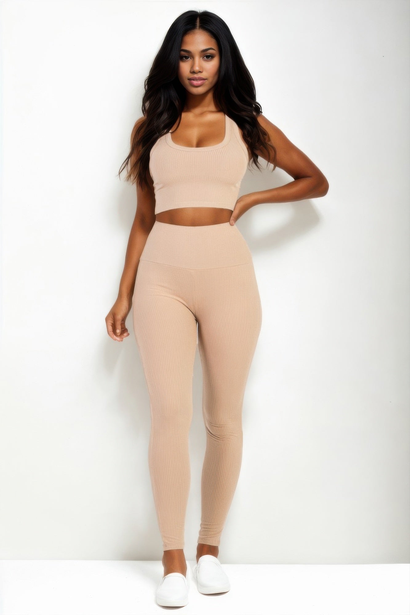 Ribbed Crop Top & Leggings Set - Bejya