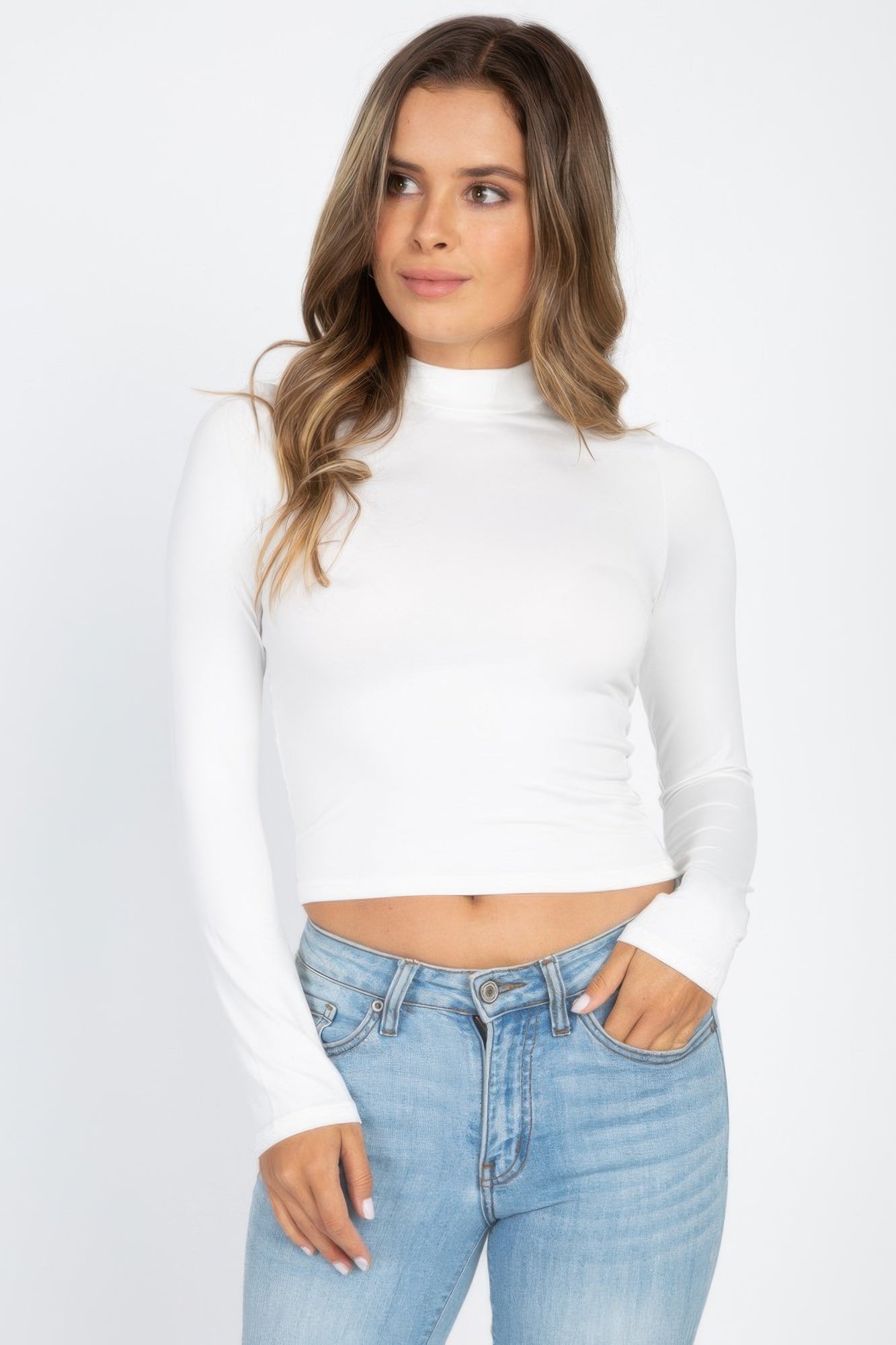 Mock Neck Long Sleeve Top - Bejya