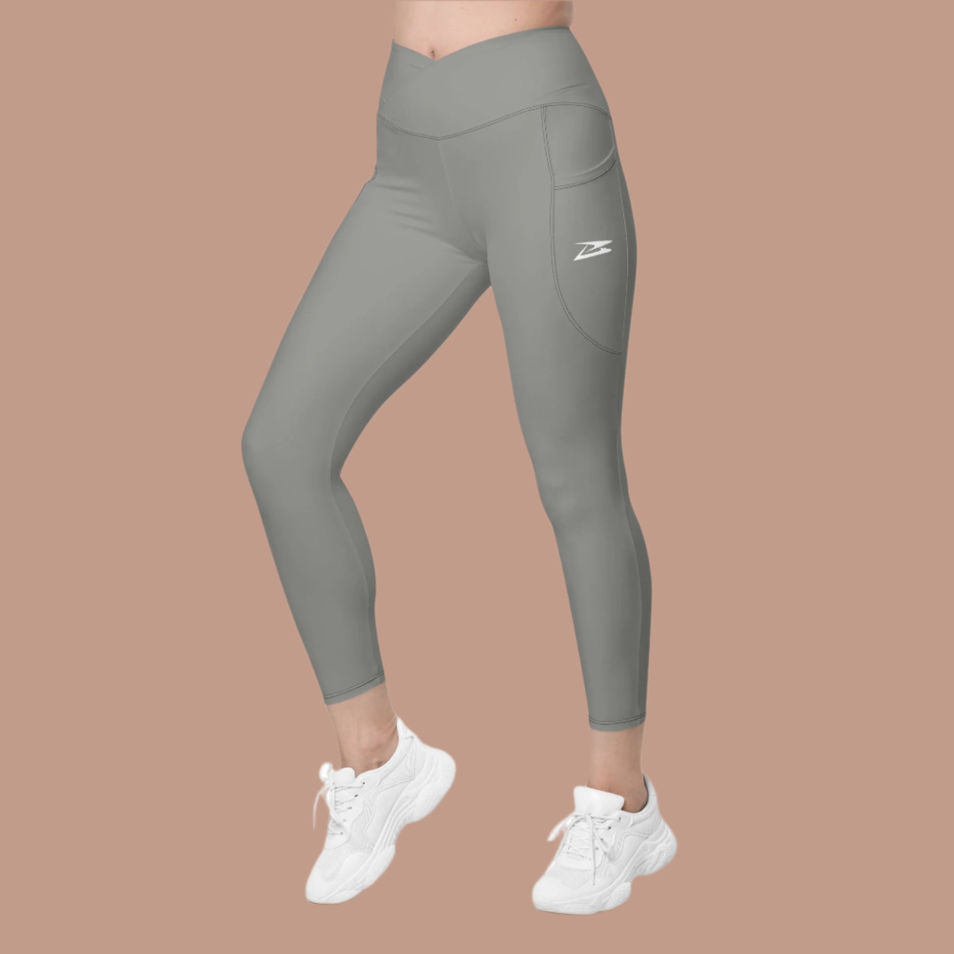 Bejya Sportwear | Crossover leggings with pockets | Grey - Bejya