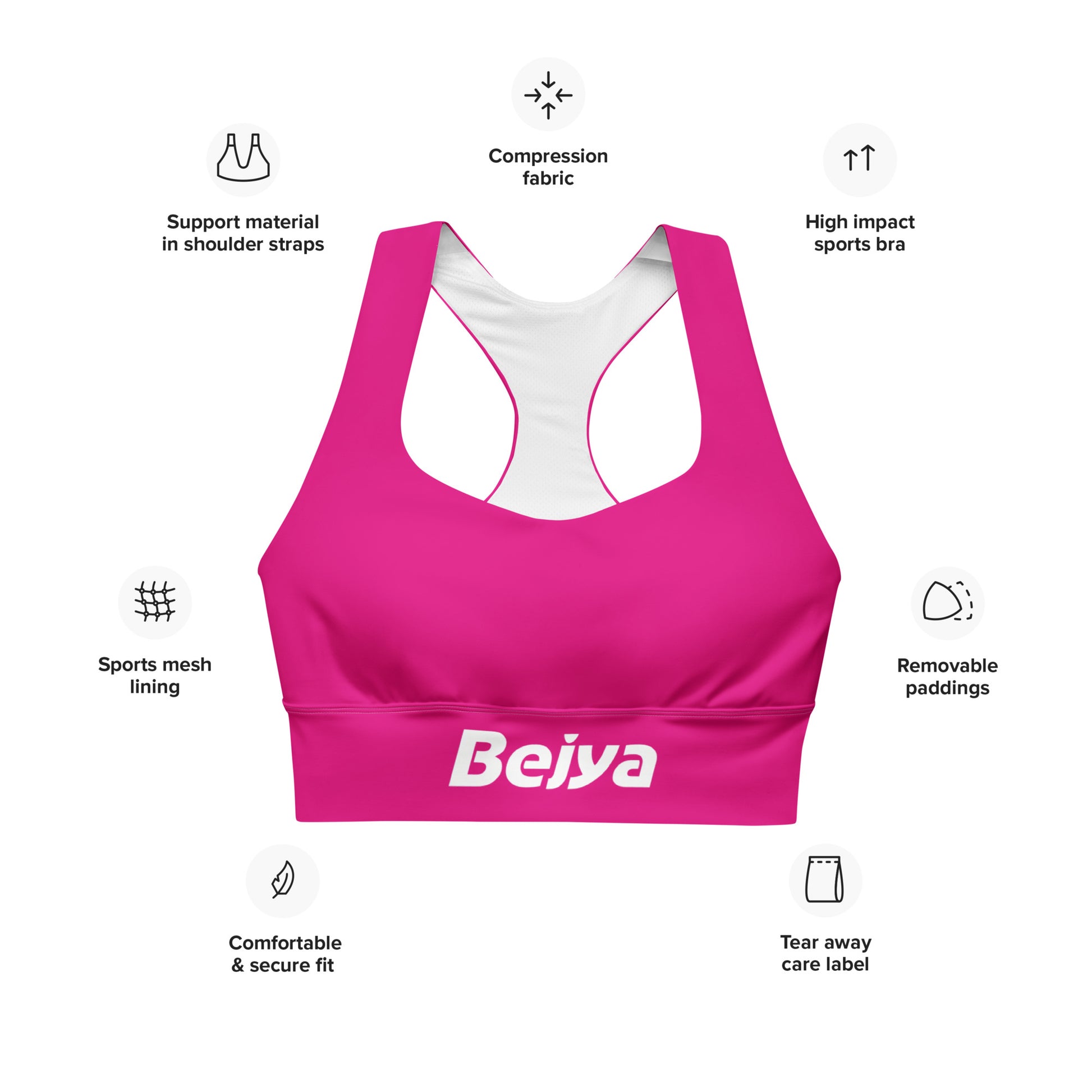 Bejya Sportwear | Longline Sports Bra | Violet Red - Bejya