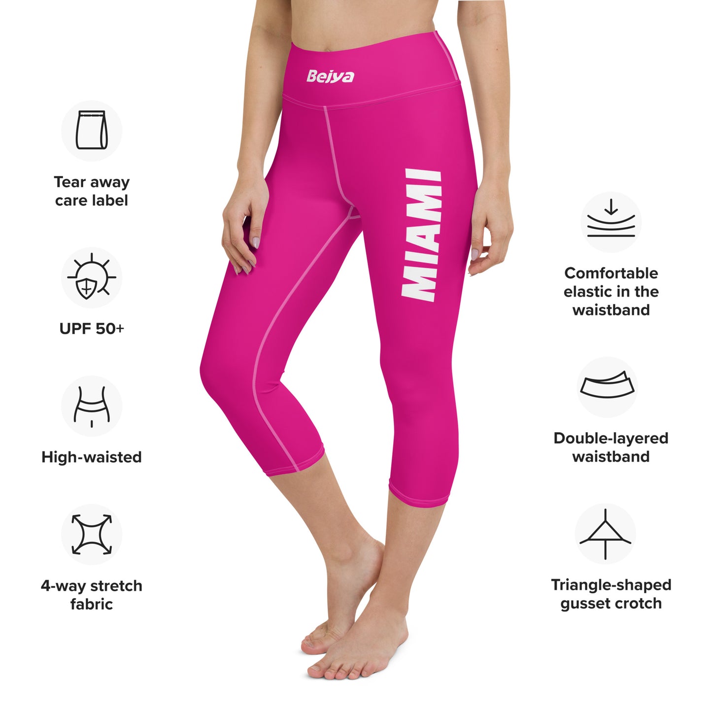 Miami | Yoga Capri Leggings | Violet Red - Bejya